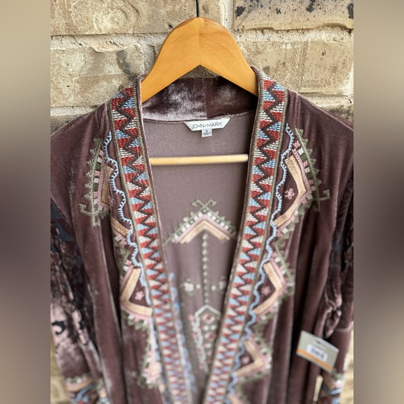 NWT John Mark Embroidered Velvet Open Front Cardigan - Picture 3 of 8